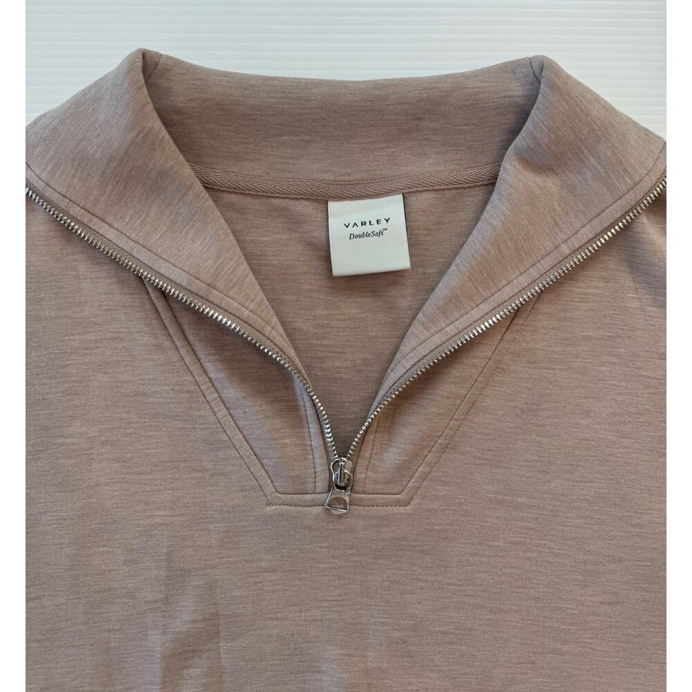 Varley Hawley Half Zip Sweat XS Taupe Marl Double Soft Oversized Pullover Cozy - Picture 9 of 16